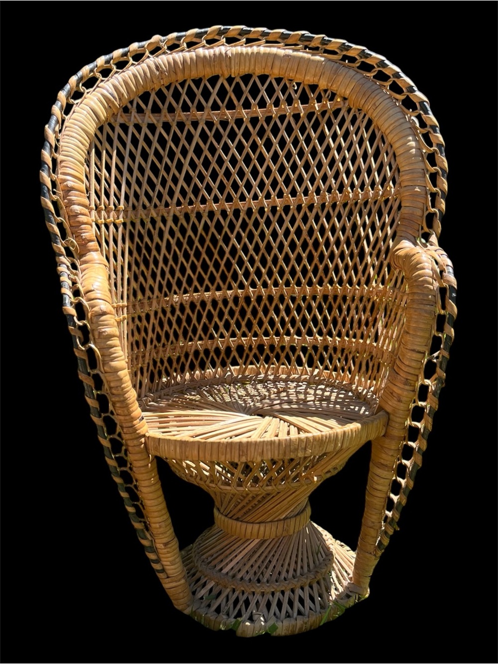 Woven Rattan Peacock-Back Accent Chair - Natural